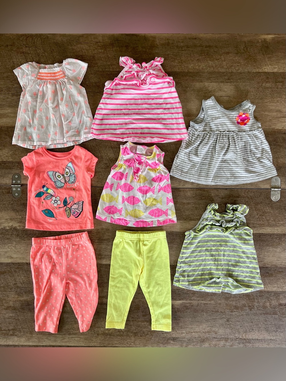 Lot of 6m Baby Girl Summer Capsule 6 tops, 2 bottoms (8 total) Carters